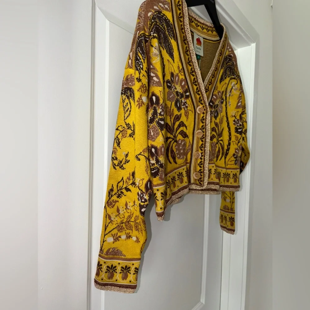 Farm Rio: Yellow Golden Oasis Knit Cardigan - Picture 8 of 10